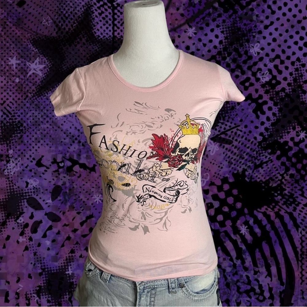 gege skull baby tee y2k alt goth top